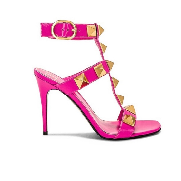 Valentino Garavani Hot Pink and Gold Studded Women's Heels (Worn once) Size 38 - Picture 2 of 8